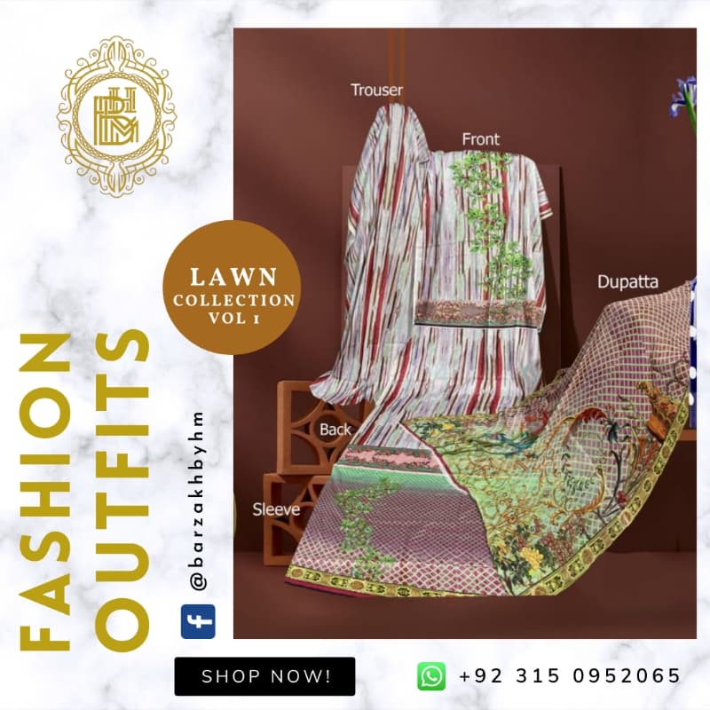 3 Piece Unstitched Lawn (BZ-01-103)