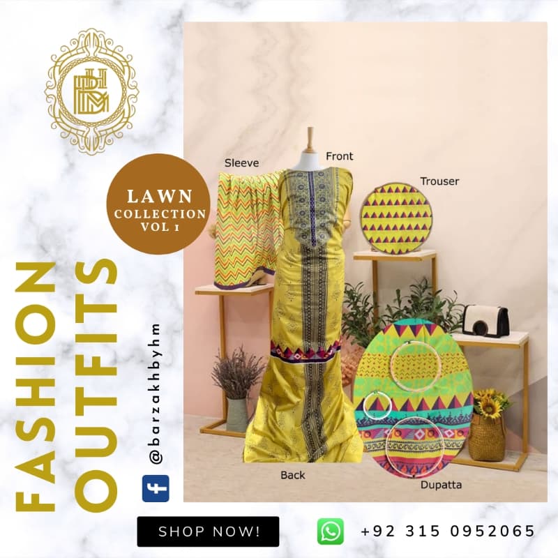 3 Piece Unstitched Lawn (BZ-01-102)