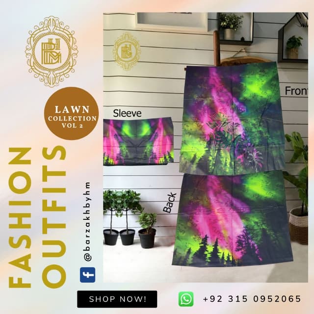 Digital Printed Lawn Unstitched Shirt (BZ-02-209)