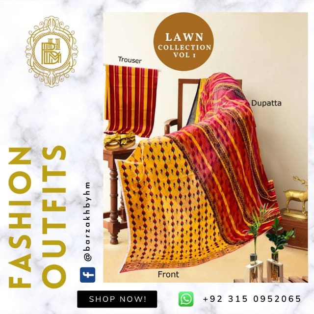 3 Piece Unstitched Lawn (BZ-01-105)